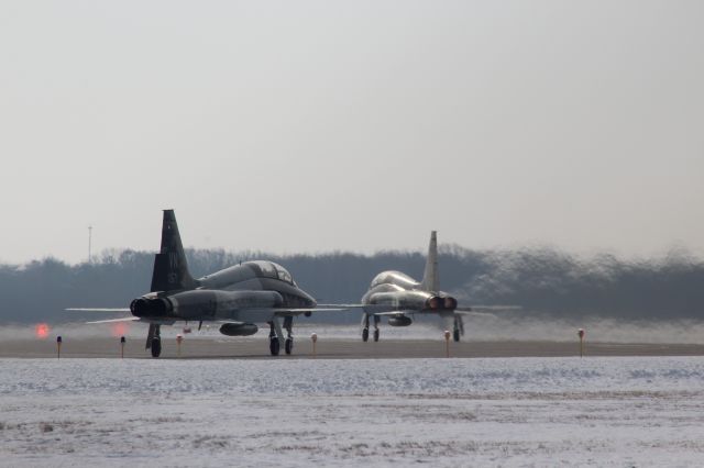 Northrop T-38 Talon (AFR68102) - Vance AFB OK Talons depart for the Packer Game in "Burner". 