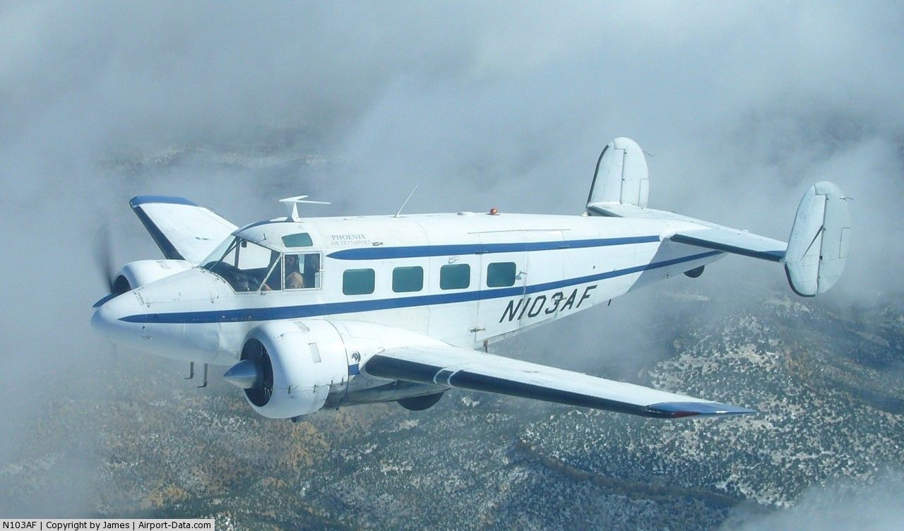 Beechcraft 18 (N103AF) - Over St. Johns, Arizona enroute from Albuquerque to Phoenix.