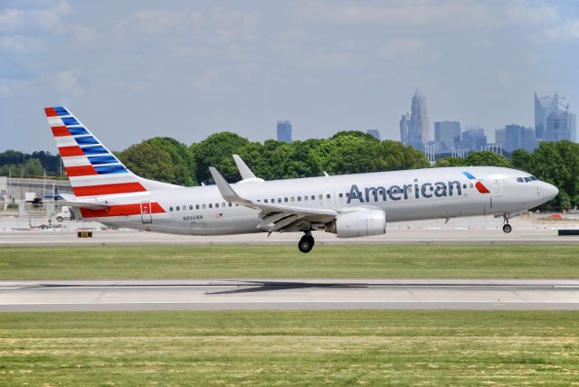 Boeing 737-800 (N866NN) - A beautiful afternoon to watch some planes!  It’s nice to get a break from the A320 and CRJs Charlotte has to offer.  4/30/22.