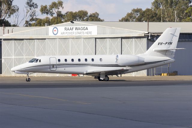 Cessna Citation Sovereign (VH-PYN) - Gulf Aircraft (VH-PYN) Cessna 680 Citation Sovereign taxiing at Wagga Wagga Airport