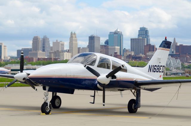 Cessna 310 (N168ED) - On the ramp at downtown Kansas City, April 14, 2016