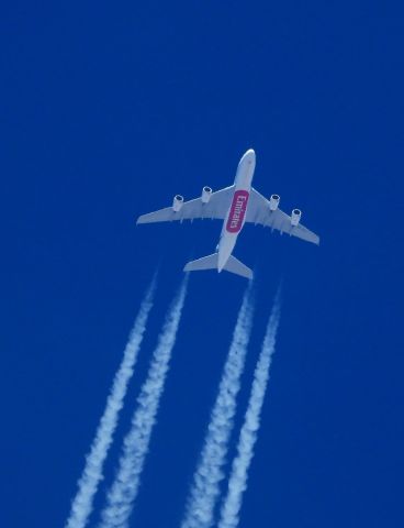 Airbus A380-800 (N215) - Flying over Mound House, NV, USA