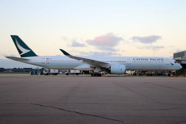 Airbus A350-1000 (B-LXR) - Parked on Stand 342 on 9-Jan-23 prior to operating flight CPA250 to VHHH.