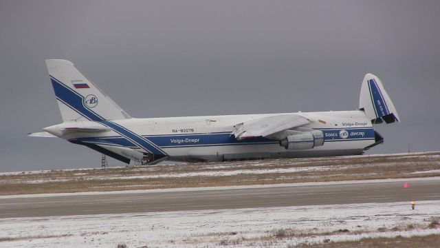 Antonov An-12 (RA-82078) - A Volga-Dnepr Antonov An-124 sits on the ramp at Gander International Airport.