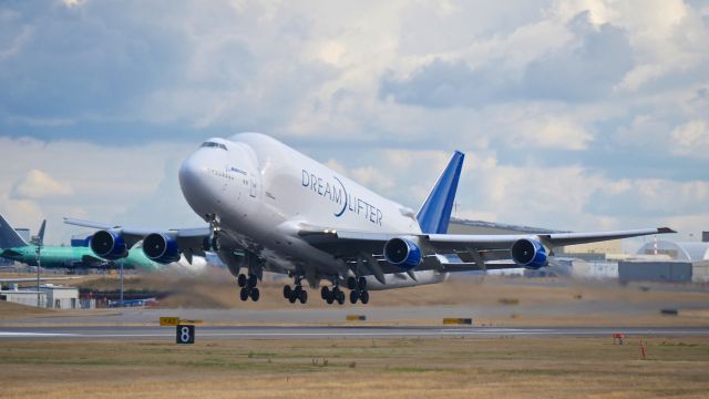 Boeing Dreamlifter (N747BC) - GTI4516 on rotation from Rwy 34L for a flight to RJGG/NGO on 9.21.17. (ln 904 / cn 25879).