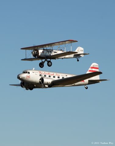 Douglas DC-2 (NAC13711) - A Boeing Model 40-C with a Douglas DC-2 at Vintage Aircraft Weekend