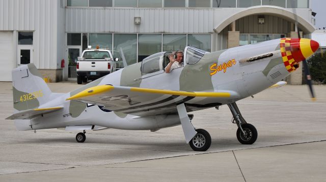 TITAN T-51 Mustang (N751TA) - A mini P-51 heading out up to EAA Airventure 2023 after grabbing some fuel. br /br /N751TA is a 2015 Titan T-51B Mustang (Experimental), SN M09BV12COHK0151B, privately owned. 7/24/23. 