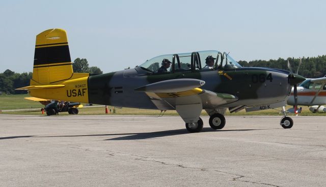 N34GT — - A Beechcraft T-34A Mentor taxiing along the ramp at NW Alabama Regional Airport, Muscle Shoals, AL, during Warbird Weekend - June 10, 2017.