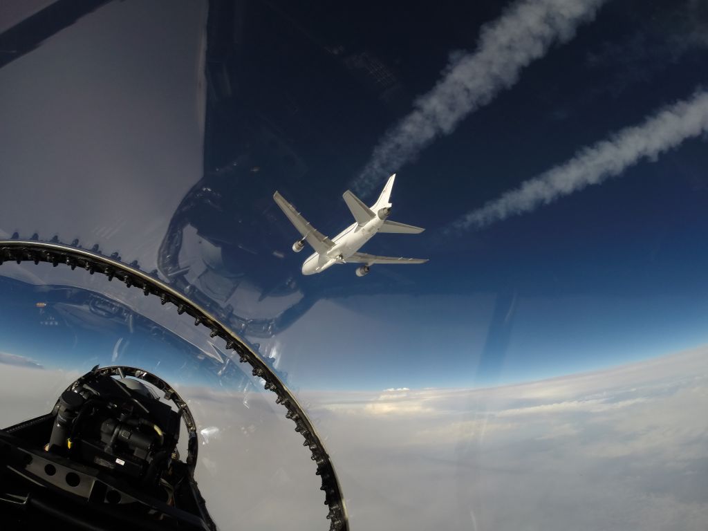 Lockheed L-1011 TriStar (N140SC) - NASA’s F-18 support aircraft was used to provide live coverage of the Orbital ATK L-1011 air-launch of its Pegasus XL rocket carrying CYGNSS. This photo was taken by Armstrong videographer, Lori Losey, as the AFRC F-18 chased Orbital’s L-1011 carrier aircraft. Image Credit: NASA/Lori Losey