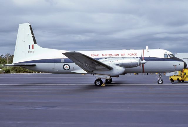A10601 — - AUSTRALIA - AIR FORCE HAWKER SIDDELEY HS-748 SRS 2/228 REG A10-601 (CN 1601) - EDINBURGH RAAF BASE ADELAIDE SA. AUSTRALIA - YPED (18/4/1979) SCANNED WITH A EPSON PERECTION FLATBED SCANNER AT 6400 DPI.