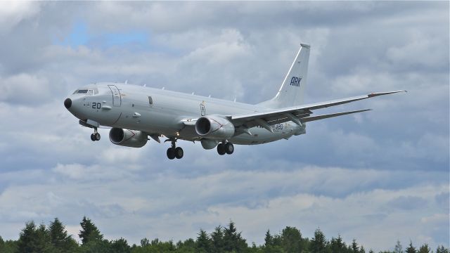 Boeing P-8 Poseidon (N393DS) - BOE201 (#IN 320) on final approach to runway 34L on 6/13/13. (LN:3702 cn 40610).