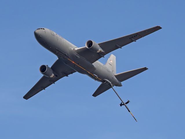 Boeing KC-46 Pegasus (1746030) - MDUSA46, a USAF KC-46 Pegasus refueler from the 22nd Air Refueling Wing, 349th Air Refueling Squadron, McConnell AFB in Wichita, Kansas performing the opening ceremony flyover above Browns Stadium in Cleveland, Ohio on Sunday 27 Oct 2024. The crew made the 4 ½ hour roundtrip here and back to Kansas.