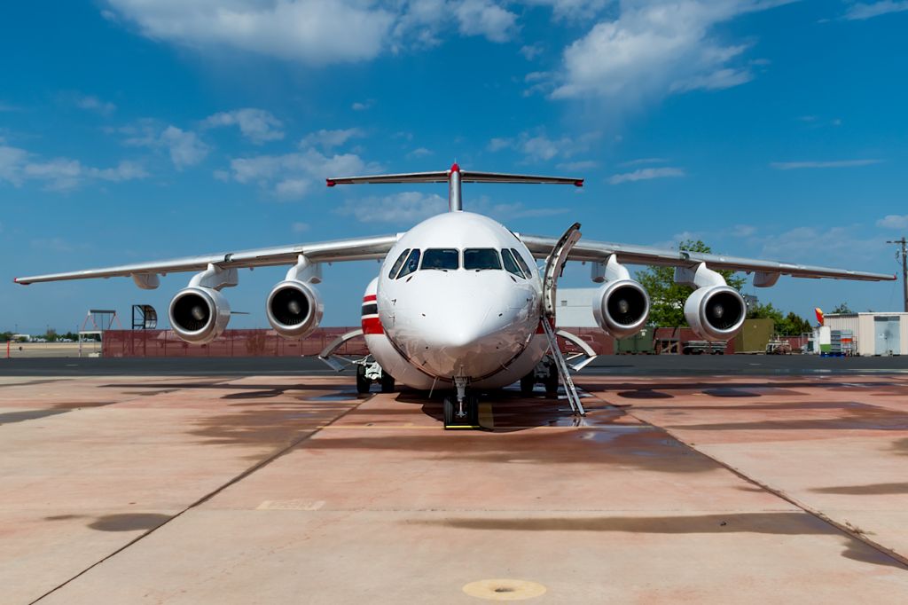 Avro Avroliner (RJ-85) (N355AC) - Sitting at the NIFC Fire ramp for pre-season inspections. Full Quality Photo: a rel=nofollow href=http://www.jetphotos.net/viewphoto.php?id=8029912&nseq=1http://www.jetphotos.net/viewphoto.php?id=8029912&nseq=1/a