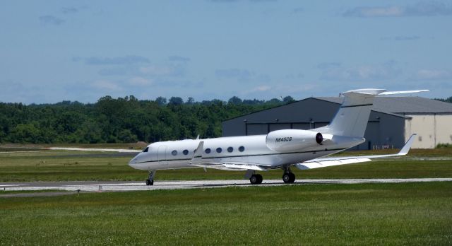 Gulfstream Aerospace Gulfstream V (N845CB) - On the active runway for departure is this 2008 Gulfstream Aerospace GV-SP in the Spring of 2019.