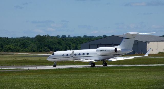 Gulfstream Aerospace Gulfstream V (N845CB) - On the active runway for departure is this 2008 Gulfstream Aerospace GV-SP in the Spring of 2019.