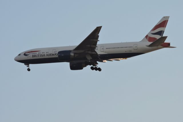 Boeing 777-200 (G-ZZZC) - Shown here is an British Airways Boeing 777-200 a few moments from landing in the Autumn of 2016.