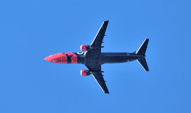 C-GGWV — - C-GGWV Boeing 737-4Y0 Nolinor Aviation de Mont-Joli YYY vers Montreal YMX survolant la ville de Lavaltrie QC. le 15-03-2023 à 17:40