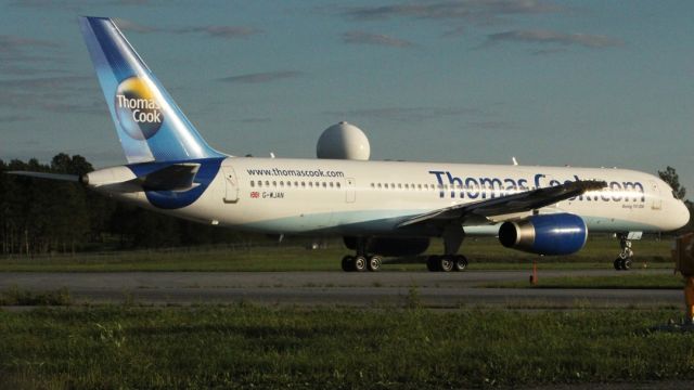 Boeing 757-200 (G-WJAN) - Beginning takeoff roll Runway 25 2010:08:16. 19:03 Plane was in an accident Jan 1, 1998 tail strike Puerto Plata, Dominican Republic