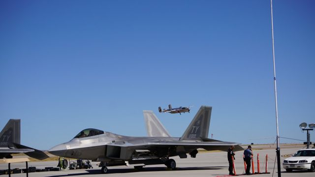 Lockheed F-22 Raptor — - B25 FLYING OVER A F22
