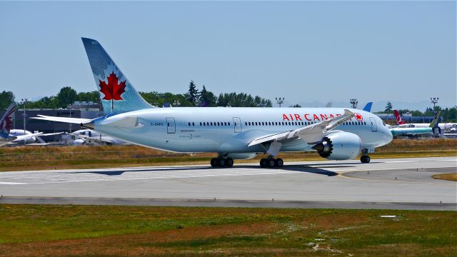 Boeing 787-8 (C-GHPU) - BOE612 begins a fast taxi / brake test on Rwy 16R prior to its maiden flight test on 7/10/14. (LN:174 / cn 35259).