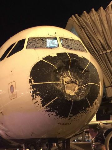 Airbus A320 (N332NW) - Damage from flying through heavy hail.