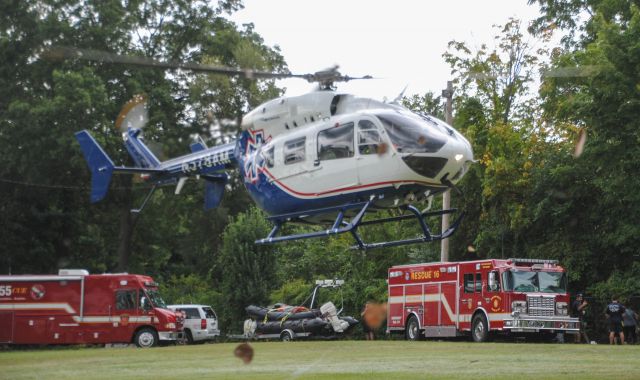 KAWASAKI EC-145 (N578AM) - LifeNet of New York Air 2 from Kobelt Airport in Wallkill, New York stops by the Yorktown Heights Fire Department Open House 9/12/15