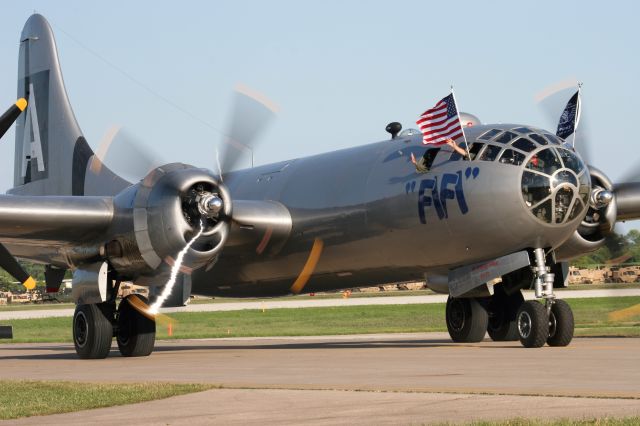 Boeing B-29 Superfortress (N529B) - Fifi makes her way in to the Flight Line at Oshkosh.  