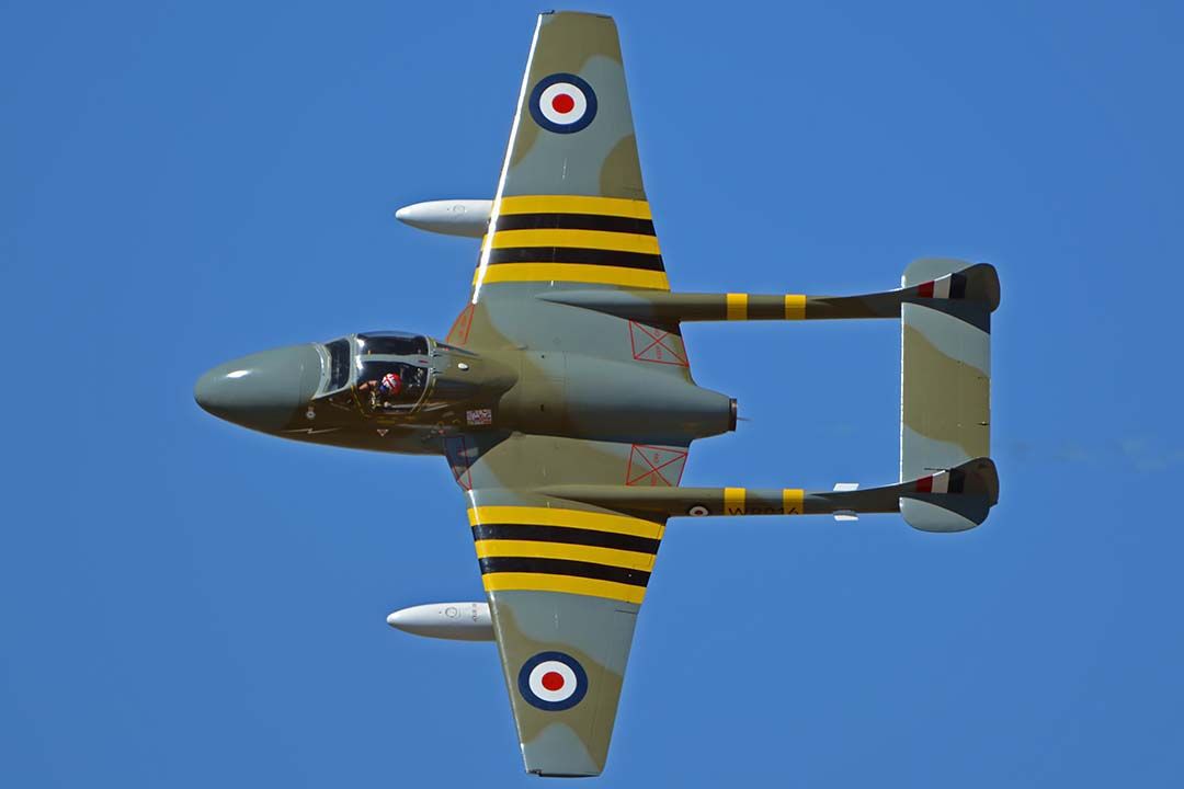 F+W EMMEN Vampire (N593RH) - Vampire Airshows DH-115 Vampire T55 N593RH Vampy at the Wings Out West Airshow at Prescott, Arizona on October 5, 2019.