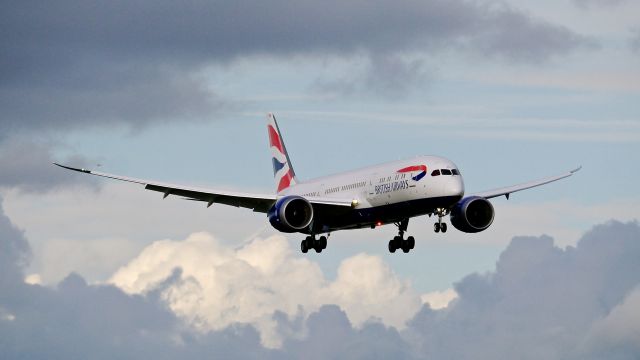 Boeing 787-9 Dreamliner (G-ZBKE) - BOE366 on final to Rwy 16R to complete its B1 flight on 11/11/15. (ln 374 / cn 38620). **(I really liked the clouds in this photo!)**