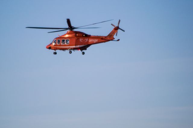 BELL-AGUSTA AB-139 (C-GYNK) - C-GYNK ORNGE Air Ambulance taking off from CYXU