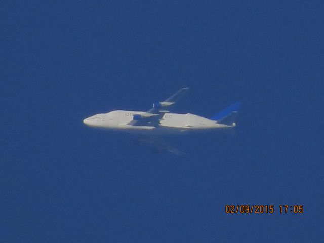 Boeing Dreamlifter (N747BC) - Atlas Air flight 4341 from Charleston AFB to McConnell AFB over Southeastern Kansas at 34,000 feet.