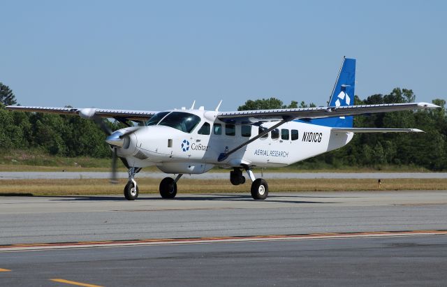 Cessna Caravan (N101CG) - Taxiing after flying loops around the Atlanta residential area. One of my favorite parts of this aircraft is the turret camera. Photo taken on 5/10/2020.