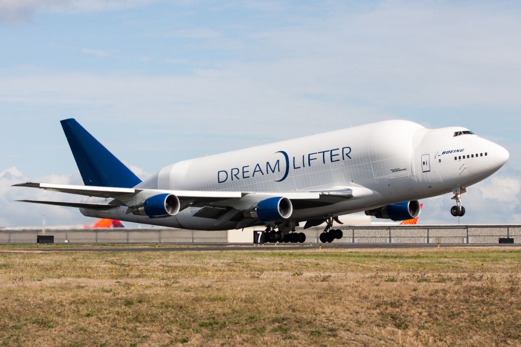 Boeing 747-400 (N747BC) - Dreamlifter departing Paine Field for Japan.