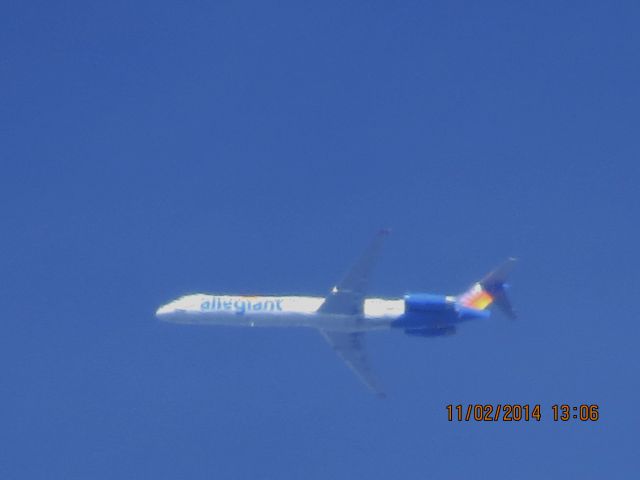 McDonnell Douglas MD-83 (N884GA) - Allegiant Air flight 117 from Springfield Missouri (KSGF) to AZA over Baxter Springs Kansas (78KS) at 26,000 feet.