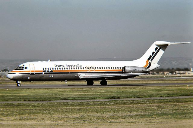 Cessna P210 Pressurized Centurion (VH-TJQ) - TRANS AUSTRALIA AIRLINES - McDONNELL DOUGLAS DC-9-31 - REG : VH-TJQ (CN 47419/602) - WEST BEACH ADELAIDE SA. AUSTRALIA - YPAD 4/6/1986 35MM SLIDE CONVERSION USING A LIGHTBOX AND A NIKON L810 DIGITAL CAMERA IN THE MACRO MODE.