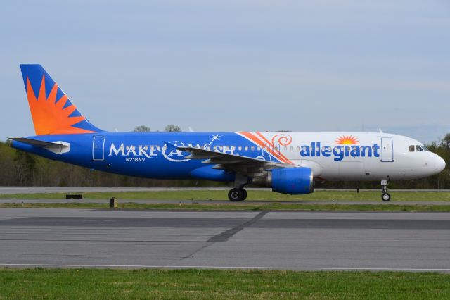 Airbus A320 (N218NV) - "Make A Wish" arriving at KJQF - 4/4/18