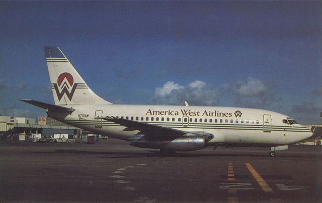 Boeing 737-200 (N701AW) - SCANNED FROM POSTCARDbr /AMERICA WEST