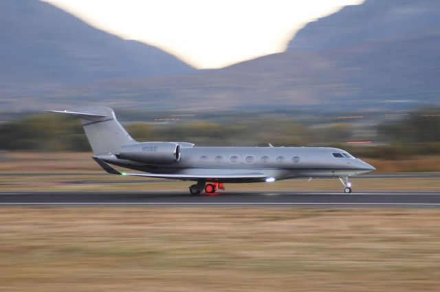 Gulfstream Aerospace Gulfstream G500 (N5GG) - To my knowledge this is the first Gulfstream G500 to land at KPVU. What a gorgeous aircraft. br /Seen here departing in the early AM for a departure back to Savannah, Georgia. KSAV. br /Best viewed in full! 