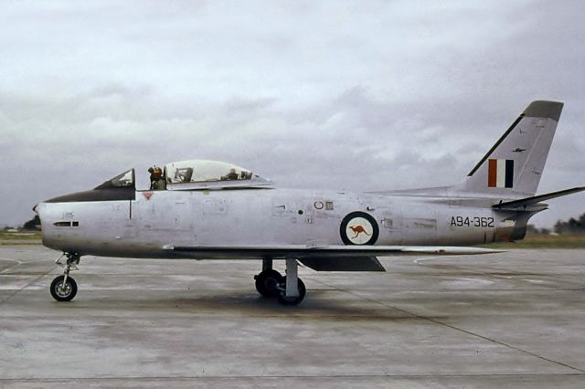 North American F-86 Sabre (A94362) - CAC Sabre  RAAF A94-362 Aircraft Research and Development Unit (ARDU). Photographed RAAF East Sale September 1961. 