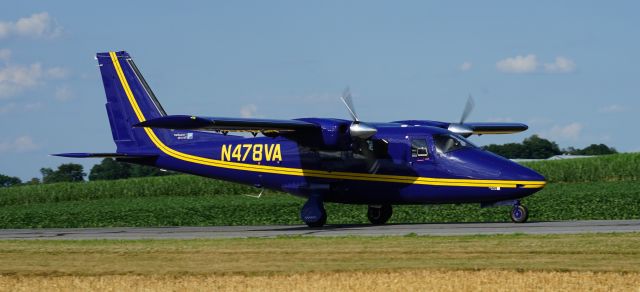 Partenavia P-68 (N478VA) - Vulcanair P68/R Back taxi on runway at Deck (9D4) airport.