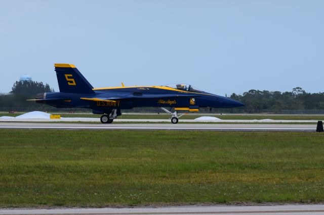 McDonnell Douglas FA-18 Hornet (16-3462) - Lt Tyler Davies signaling hes OK after birdstrike during Vero Beach Airshow 21APR18