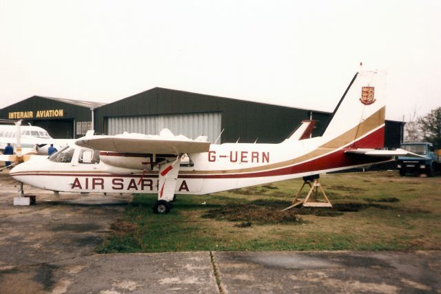 ROMAERO Islander (G-UERN) - Seen here in Oct-90.  Transferred to Grenada 23-Jun-93 as J3-GAIbr /then became J8-VBI in Jan-00.