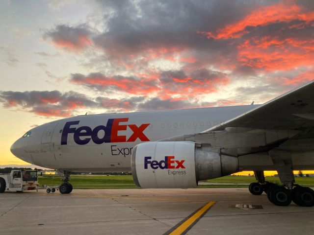 Airbus A300F4-600 (N740FD) - Aircraft "Push Back" during the Golden Hour Departure.