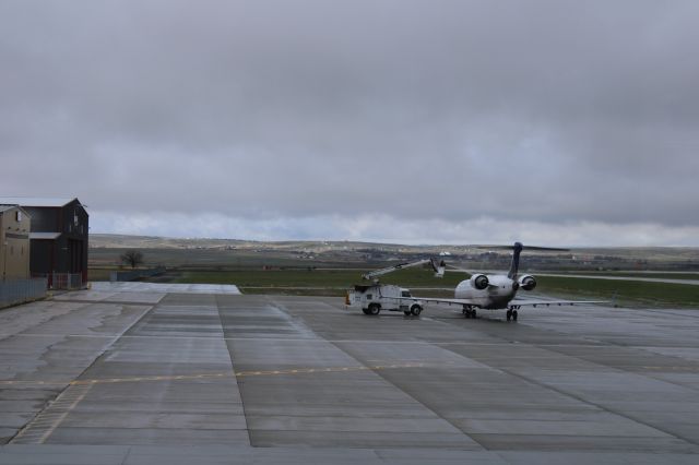 Canadair Regional Jet CRJ-700 (N156GJ) - From the observation deck at KCPR deicing