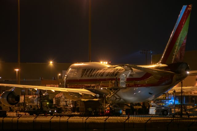 Boeing 747-400 (N745CK) - Being loaded at the DFW UPS ramp.br /Taken December 20, 2018 from Founders' Plaza.