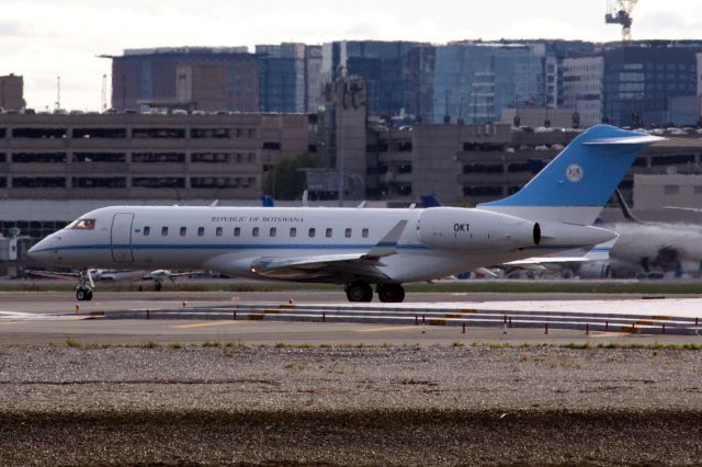 OK1 — - Republic of Botswana Bombardier Global Express departing BOS. Probably a side trip while the UN meetings are being held in NY.