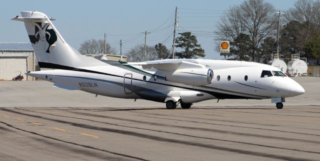 Fairchild Dornier 328JET (N328LN) - A 2000 model Dornier 328-300 (328JET) taxiing toward the terminal at Thomas J. Brumlik Field, Albertville Regional Airport, AL - March 8, 2021.