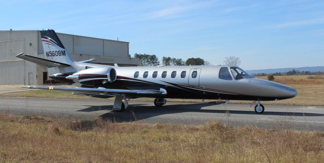 Cessna Citation V (N560BM) - A Cessna Citation 560 (V) taxiing in new paint applied by Evoke Aviation at Northeast Alabama Regional Airport - Gadsden, AL,  - January 25, 2019.