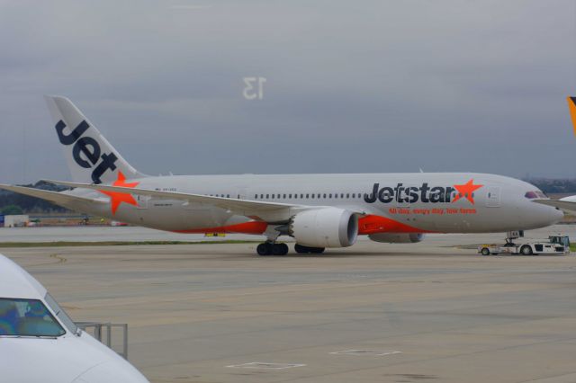 Boeing 787-8 (VH-VKA) - Melbourne Airport, Gate 13 waiting to fly.