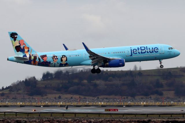 Airbus A321 (N970JB) - 'Blue Unity' celebrates JetBlue's 25th anniversary with special livery paying tribute to it's crewmembers